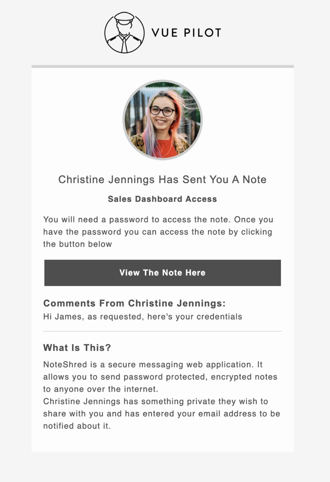 A branded note email