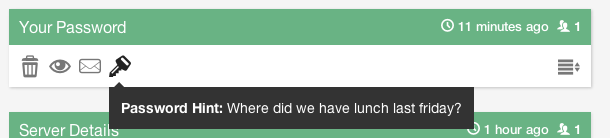 Hovering the hint icon on the dashboard