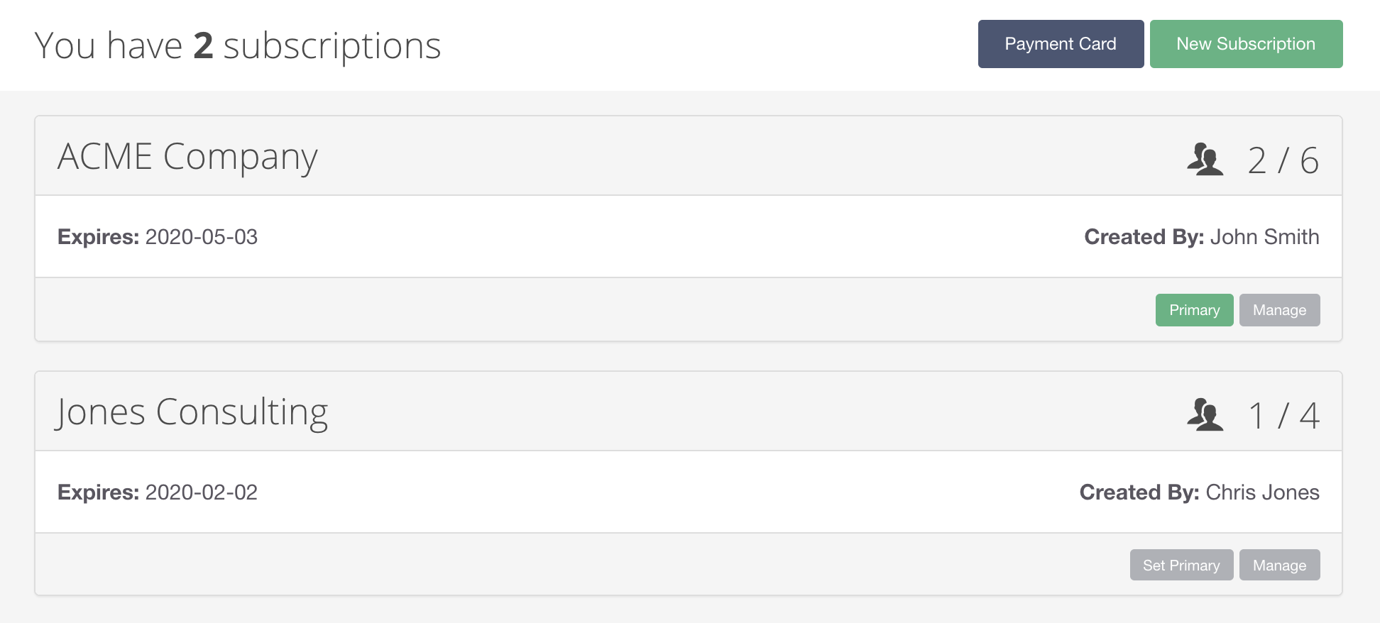 Choosing a primary subscription