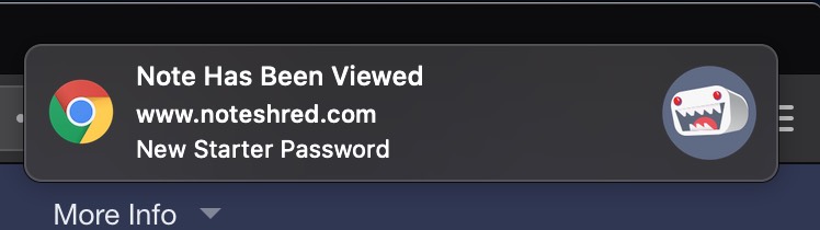 Chrome native macOS notification for a viewed note