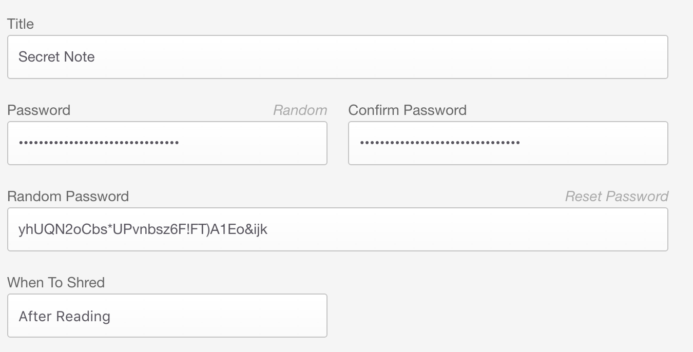 Generating a random note password