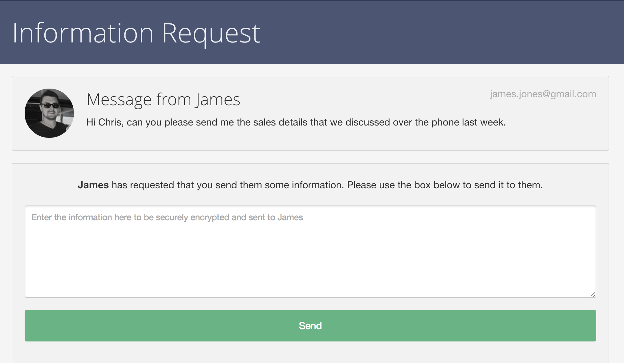 Viewing a completed request