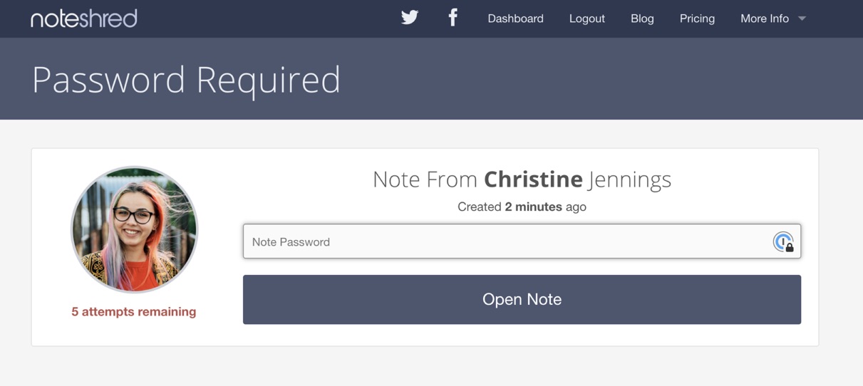 The password page of a standard note